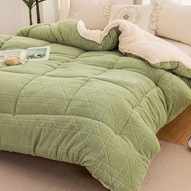 Thick Warm Plush Fleece Blanket with Quilt Core
