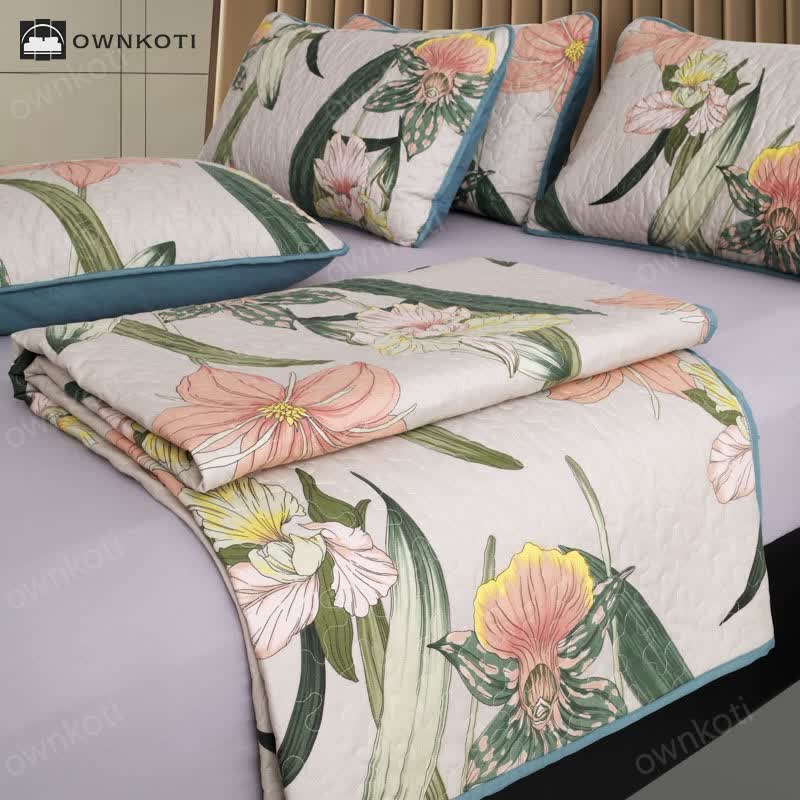 Rural Blooming Lily Quilted Bedding Set