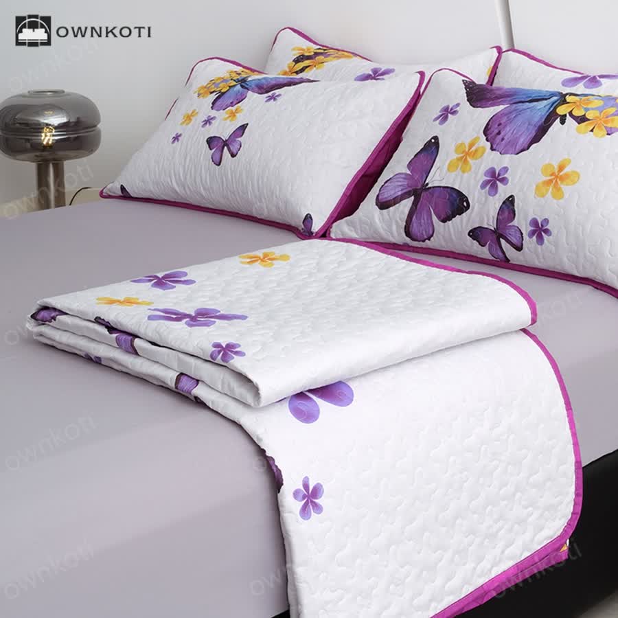 Rural Butterfly Quilted Bedding Set(3PCS)