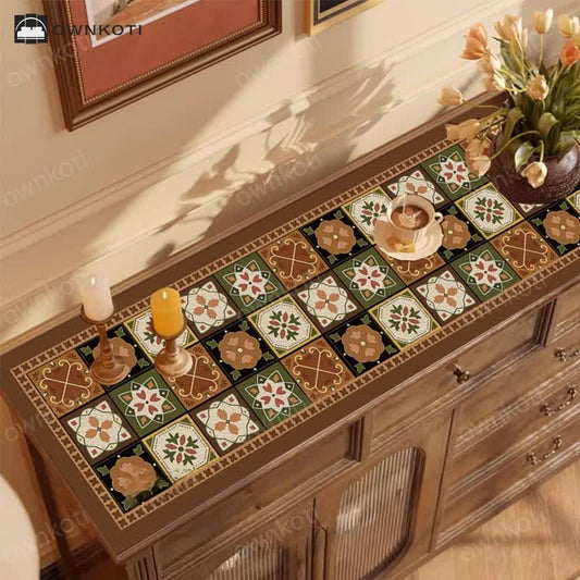 Vintage Checkered Floral Sideboard Table Mat