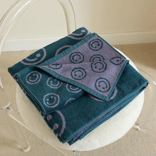 Ownkoti Smiling Pattern Combed Cotton Soft Towel