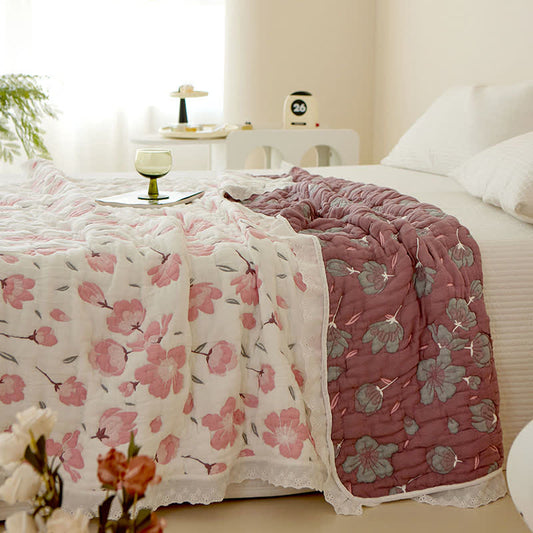 Peach Blossom Bamboo Fiber Soft Quilt